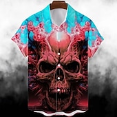 abordables Camisas-Víspera de Todos los Santos Calavera Calabaza Camisas hawaianas Camisa hawaiana Estampado Para Hombre Adulto Víspera de Todos los Santos Carnaval Mascarada Impresión 3D Fiesta Víspera de Todos los