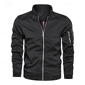 preiswerte Sportjacke-Herren Leichte Jacke Bomberjacke Sport Jacke Outdoor Sport warm halten Tasche Herbst Winter Glatt Modisch Strassenmode Ständer Standard Schwarz Burgunderrot Marineblau Khaki Armeegrün Jacken