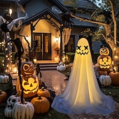 cheap Halloween Outdoor-Halloween Decorations Lighted Ghosts Outdoor Decoration Lights Yard Halloween Standing Ghost Lights Battery Operated Porch for Patio Spooky Atmosphere Decorations 1pc