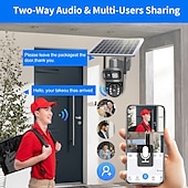 economico Videocamere di sorveglianza per esterni-telecamera solare a doppio schermo per esterni con pistola a sfera, telecamera domestica HD con monitoraggio wireless a 360 gradi
