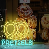 cheap Neon LED Lights-Oktoberfest Pretzels LED Neon Sign Light, Pretzels Neon Sign for Restaurant Wall Art, German Bakery Wall LED Decorations