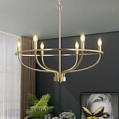 abordables Lustres style bougie-Lustre à LED suspendu 6/9/12 lumières industriel vintage grand lustre rond rustique à bougie pour salon chambre 110-240v