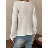 preiswerte Damen Einfache Oberteile-Damen Tunika elegant lässig asymmetrisch Langarm normale Oberteile Rundhalsausschnitt Alltag weiß blau khaki Frühling Herbst