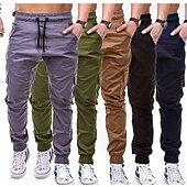 levne Cargo kalhoty-Pánské Kargo kalhoty Běžec Taktické kalhoty Kalhoty Šňůrky Elastický pas Multi kapsa Bez vzoru Nositelný Venkovní Denní Outdoor a turistika Módní Klasické Černá Armádní zelená Lehce elastické