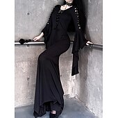 levne Šaty-Punk a gotika Šaty Čerodějnice Morticia Addamsová Pevná barva Dámské Fantazie Valpuržina noc předvečer Všech svatých Karneval Večírek Dospělé Šaty