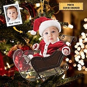 ieftine Crăciun-Ornamente de Crăciun Personalizate cu Foto Acrilice 2D Cadou Personalizat pentru Fața Bebelușului Ornamente pentru Pomul de Crăciun Decorațiuni Xmax Cadouri Pandantive Suspendate