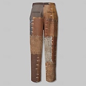 cheap Slim-Men&#039;s Graphic Geometric Color Block Dress Pants Mid Waist Vintage Casual Formal Dailywear Pocket Summer Spring Fall Brown