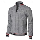 economico maglione pullover da uomo-Per uomo Pullover Maglione Maglione lavorato a maglia A coste Maglia Standard Lavorato a maglia Color Block Chiusura lampo quarto Di tendenza Essenziale Da tutti i giorni Appuntamento Abbigliamento