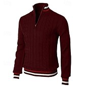 economico maglione pullover da uomo-Per uomo Pullover Maglione Maglione lavorato a maglia A coste Maglia Standard Lavorato a maglia Color Block Chiusura lampo quarto Di tendenza Essenziale Da tutti i giorni Appuntamento Abbigliamento