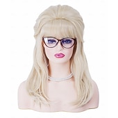 billige Historiske parykker-Retro blond lue 50-60-70-tall bikube gull bølgete lue kvinner med pannelugg stor bouffant kostyme-lue karneval fest daglig bruk ikke inkludert briller halloween-luer