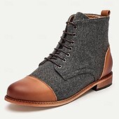 cheap Premium Leather Boots-Men&#039;s Vintage Lace-Up Ankle Boots with Cloth Fabric and Leather, Stylish and Comfortable for Daily Wear
