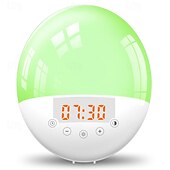 billige Smarte lys-LED Smart Light Soloppgangs Alarmklokke Lys Intelligent LED 7 Farger Justerbar med FM Radio Berøringskontroll Intelligent Hjem Soverom Stue Multifunksjons Lys