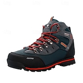 abordables Botas de montaña-Botas de senderismo impermeables para hombre con cordones rojos: calzado de exterior duradero para terrenos difíciles