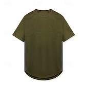 Недорогие Футболки и майки для бега-Муж. Футболка для бега Спортивная рубашка С короткими рукавами Футболка Футболка Повседневные Одежда для спорта и отдыха Однотонный Быстровысыхающий Мягкий Дышащий