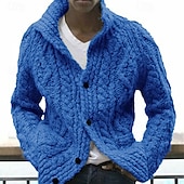 abordables Gilet-Homme Pull Chandail Gilet Cardigan Pull Veste A côtes Tricoter Découpé Tricoté Revers Guêtres Moderne contemporain Usage quotidien Sortie Vêtement Tenue Automne hiver Noir Bleu S M L