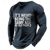 baratos Camiseta gráfica masculina-Com letras estampadas Engraçado Preto Verde Azul Escuro Camiseta Homens Gráfico 100% Algodão Camisa Esportes Clássico Camisa Manga Longa Camiseta confortável Verão Outono Roupas de estilistas S M L