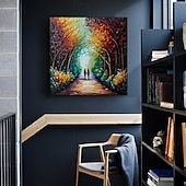 abordables Peintures paysages-art mural d&#039;arbre fait à la main peinture de forêt colorée toile faite à la main arbres colorés peinture sur toile de forêt un rendez-vous avec la pluie peinture sur toile immense toile décoration