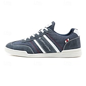 cheap Men&#039;s Sneakers-Men&#039;s Brown Canvas and Leather Sneakers with Lace-Up Design - Stylish and Comfortable for Casual and Sporty Wear
