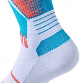 お買い得  メンズソックス-男性用 1ペア ソックス ランニングソックス カジュアルソックス ブルー グリーン カラー カラーブロック スポーツ 日常 バケーション ベーシック 普通の厚さ 春 秋 ファッション カジュアル