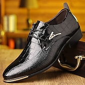 cheap Formal-Men&#039;s Brown Crocodile Pattern Faux Leather Oxford Shoes - Elegant Lace-Up Dress Shoes for Formal and Business Wear
