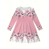 cheap 3D Flower Dress-Easter Girls' 3D Floral Graphic Dress Long Sleeve Summer Spring Vacation Daily Holiday Princess Beautiful Sweet Kids 4-12 Years Casual Dress A Line Dress Knee-length Regular Fit