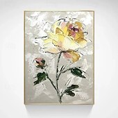 preiswerte Blumen-/Botanische Gemälde-große handgemachte Wandkunst abstrakte Leinwand Ölgemälde Wandkunst Boho Blumengemälde handgemachte braune Wandkunst 3D Strukturgemälde Blume abstrakte Kunst Gunge dunkle Pastell Wanddekoration