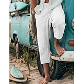 baratos Retrô-Homens Calção Shorts de verão Calças Capri Com Cordão Cintura elástica Tecido Conforto Respirável Comprimento da panturrilha Ao ar livre Diário Para Noite à moda Casual Cinzento Verde Preto