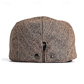 preiswerte Herrenhüte-Herren Schiebermütze Baskenmütze Ascot-Hut Ballonmütze Braun Beige Leinen Modisch Brautkleider schlicht Strasse Täglich Glatt Einstellbar Sonnenschutz Atmungsaktiv