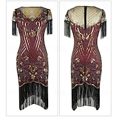 billige Antrekk-Retro / vintage De livlige 20-årene 1920-tallet Flapper kjole Cosplay kostyme Drakter Den store Gatsby Bryllupsgjest Paljetter Dusk Dame Jul Halloween Karneval Halloween Fest / aften