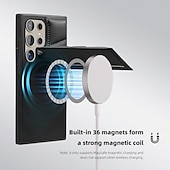 abordables Carcasas Samsung-teléfono Funda Para Samsung galaxia S24 Ultra Plus S23 Ultra Plus S22 Plus Ultra S25 Ultra Funda Trasera con Soporte Soporte de carga inalámbrica Ranura para tarjetas Retro TPU Cuero de PU