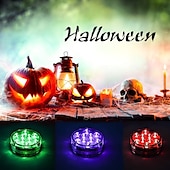 olcso Víz alatti lámpák-4db led töklámpa vízálló távirányítóval halloween dekorációhoz színváltó vízálló led lámpák ünnepi parti dekorációhoz üvegváza úszómedence víz alatti lámpa halloween jack-o-lantern lámpák