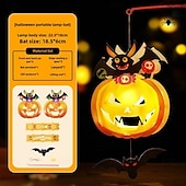 economico Luci di Halloween-decorazioni lanterna zucca di Halloween - luce notturna fai da te, oggetti di scena fatti a mano, lanterna portatile per bambini per giochi in costume, allestimento per atmosfera festosa