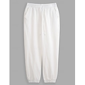 cheap Retro-Men&#039;s Linen Pants Trousers Summer Pants Elastic Waist Straight Leg High Rise Solid Color Comfort Breathable Full Length Outdoor Home Casual Vacation Fashion Gray Green Black High Waist Inelastic