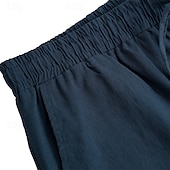 levne Dovolená-Pánské Plátěné kalhoty Kalhoty Letní kalhoty Plážové kalhoty Šňůrky Elastický pas Bez vzoru Pohodlné Prodyšné Plná délka Denní Plážové Módní Jednoduchý Černá Bílá