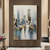 preiswerte Landschaftsgemälde-großes abstraktes Stadtgemälde handgemachtes urbanes Kunstgemälde handgemaltes Stadtskyline-Gemälde New York Skyline Ölgemälde New York City Gemälde Wandkunst großes abstraktes Gemälde