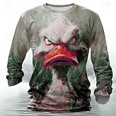 economico Magliette con stampa animale-Per uomo Animali Divertente maglietta Camicia Henley Manica lunga maglietta Stampa 3D Girocollo Camicia Originale Retrò vintage Strada Informale Giornaliero Rosso Viola Verde Estate Primavera Autunno
