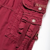 cheap Classic-Men&#039;s Cargo Shorts Shorts Capri Pants Hiking Shorts Leg Drawstring 6 Pocket Plain Comfort Outdoor Daily Going out Fashion Streetwear Wine Army Green