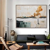 preiswerte Landschaftsgemälde-großes abstraktes graues Gemälde handgemachtes abstraktes Ölgemälde handgemalt beige Gemälde handgemachtes Wabi Sabi Kunstwerk Ölgemälde strukturiertes Ölgemälde beige Ölgemälde modernes Dekor
