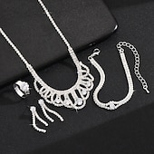cheap Jewelry Sets-Bridal Jewelry Sets Four-piece Suit Imitation Diamond 1 Necklace 1 Bracelet 1 Ring Earrings Women&#039;s Elegant Stylish Sweet Lovely Classic Love Precious Jewelry Set For Wedding Party Evening Gift