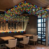 זול מוצרים עם חיבור לחשמל-led נטיפי מחרוזת אורות חג המולד חג המולד תאורת וילון 3.5m 5m 216leds לחג המולד שנה חדשה חלון חג המולד מסיבת חג חג המולד קישוט צבעוני ac220v 230v 240v eu plug