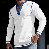 levne Ležérní tričko Henley-Pánské Tričko Tričko Henley Vaflové pletené tričko Tričko Top Tričko s dlouhým rukávem Barevné bloky Henley ulice Dovolená Dlouhý rukáv Slátanina Oblečení Polyester Módní Designové Základní