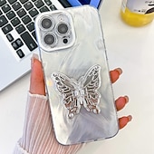 お買い得  iPhone用ケース-電話 ケース 用途 iPhone 16 Pro Max プラス iPhone 15 14 Pro Max Plus iPhone 13 Pro Max バックカバー スタンド付き カメラレンズプロテクター 耐衝撃 バタフライ 仕上げ PC