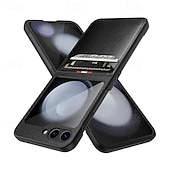 economico Cover Samsung-telefono Custodia Per Samsung Galaxy Z Flip 6 Z Flip 5 Copertura Posteriore con Proteggi Schermo Slot per Carte Resistente agli urti Retrò PC Pelle PU