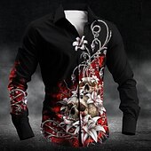 economico Giorno dei Morti Costume-Floreale Teschi Informale Affari casual Per uomo Camicie Camicia con bottoni Manica lunga Da sera Attività commerciale Giornaliero Autunno Inverno Primavera estate Colletto Abbottonare Stampa 3D