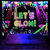 זול שטיחי קיר של Blacklight-blacklight שטיח uv תגובתי זוהר בחושך זוהר מסיבת ניאון רעיונות מסיבת זוהר מקלות מסיבה תלוי שטיח קיר אמנות קיר ציור קיר לחדר שינה בסלון