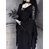 levne Šaty-Punk a gotika Šaty Čerodějnice Morticia Addamsová Pevná barva Dámské Fantazie Valpuržina noc předvečer Všech svatých Karneval Večírek Dospělé Šaty