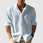 abordables camisa con botones para hombre-Camisa de punto de gofre para hombre, camisa abotonada, camisa informal, camisa de verano, camisa de playa lisa, blanca, verde claro, rosa, albaricoque, gris, manga corta, ropa de fiesta, ropa de moda, casual