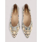 tanie Zwykły-Damskie Szpilki Bling Bling Buty Sandały z kryształkami Impreza Obcas słupek Nasek w szpic Moda Płótno Mokasyny Kolorowy