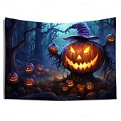 voordelige halloween wandtapijten-Halloween decoraties blacklight wandtapijt jack o lantern uv reactief glow in the dark glow party psychedelisch trippy misty hangend wandtapijt muurschildering voor woonkamer slaapkamer