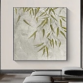 abordables Peintures paysages-peinture à l&#039;huile de bambou abstraite peinture de forêt verte faite à la main sur toile peinture texturée abstraite 3d art mural fait à la main vue vers le ciel arbres peinture d&#039;art pour le salon